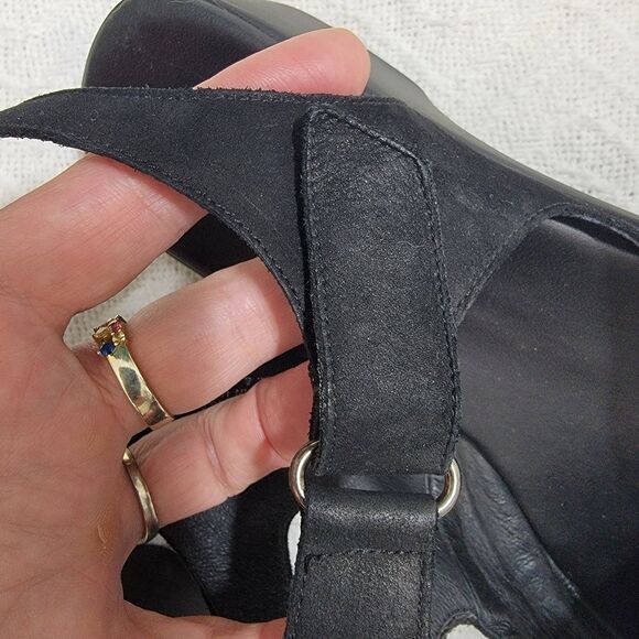 Munro American Black Nubuck Block Heel Wedge Sandals‎ 9.5 WW Double Wide M380886 - Picture 7 of 16